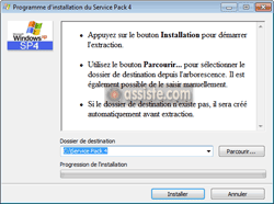 Lancer la dcompression et l'installation de Windows XP SP4